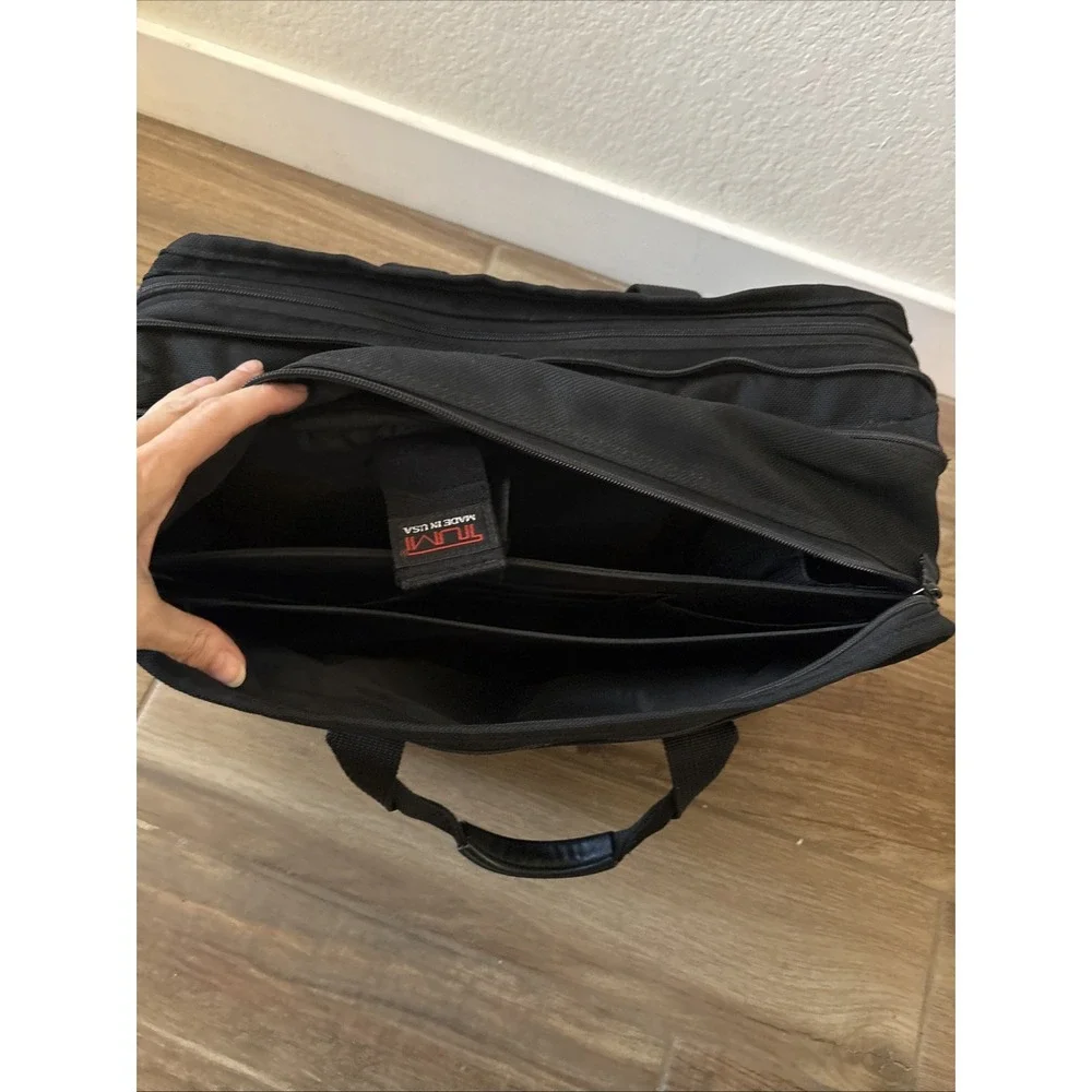 TUMI 2-Way Briefcase Black Nylon Leather Expandable Handbag 26141DH Mens